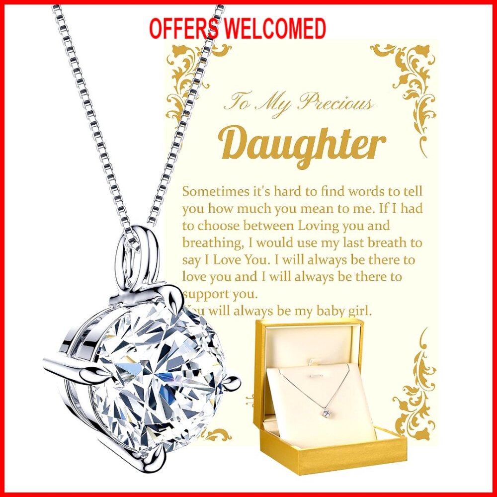 Sterling Silver Moissanite Pendant Necklace For Daughter